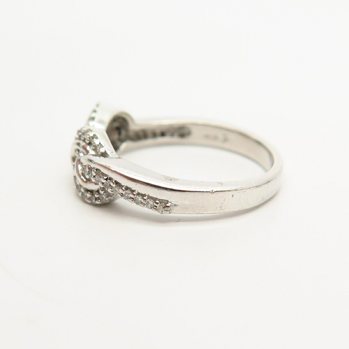 925 Sterling Silver Real Diamond Knot Design Ring Size 7