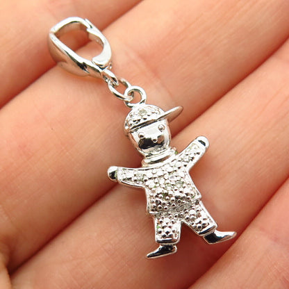 925 Sterling Silver Real Diamond Boy Design Pendant