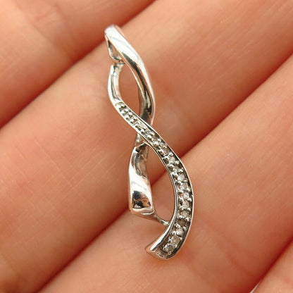 925 Sterling Silver Real Diamond Spiral Design Slide Pendant