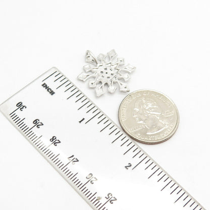 925 Sterling Silver Real Diamond Floral / Snowflake Slide Pendant