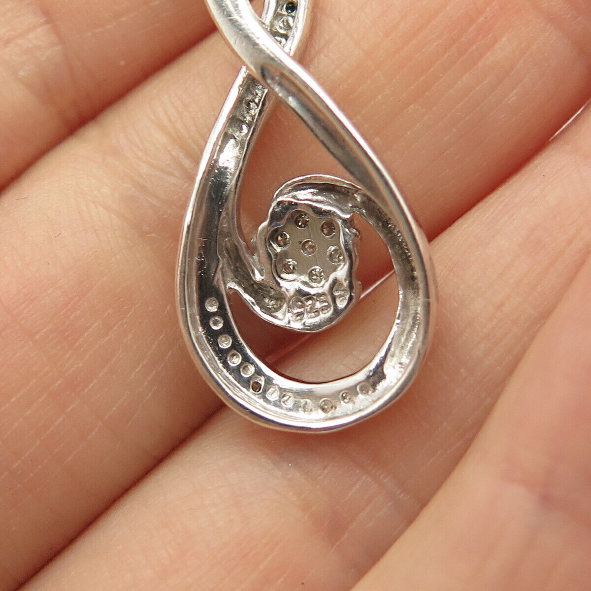 925 Sterling Silver Real White & Black Diamond Slide Pendant