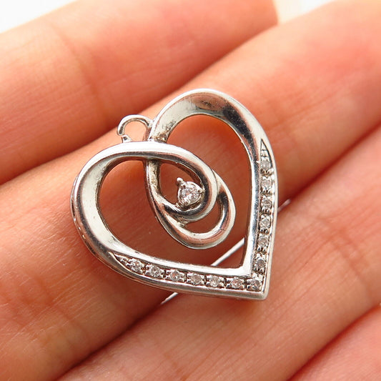 925 Sterling Silver Real Diamond Heart Design Pendant