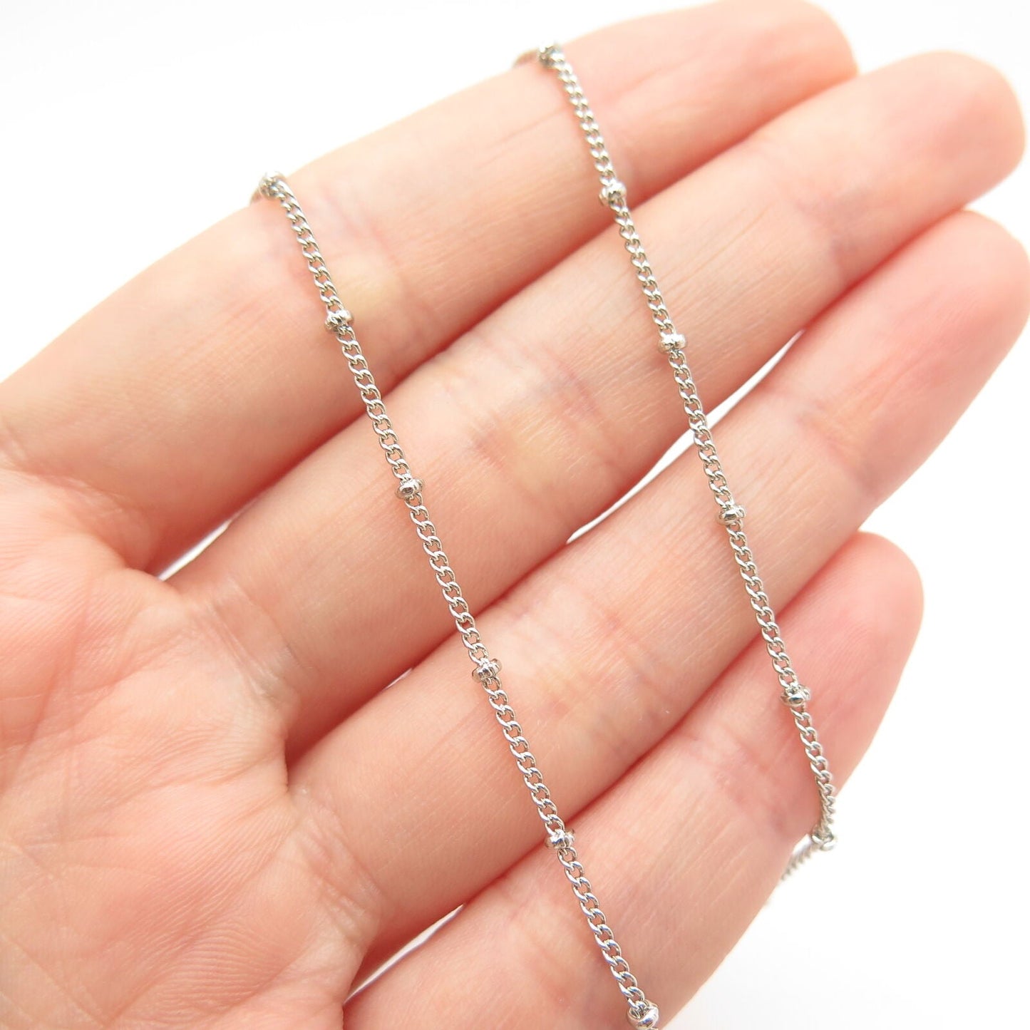 925 Sterling Silver Real Diamond Snowflake Station Cable Chain Necklace 18"