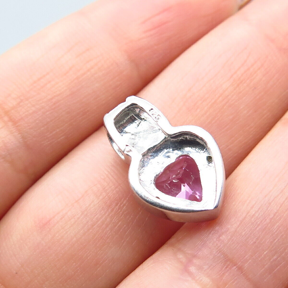 925 Sterling Silver 2-Tone Diamond Accent & Lab-Created Pink Sapphire Pendant