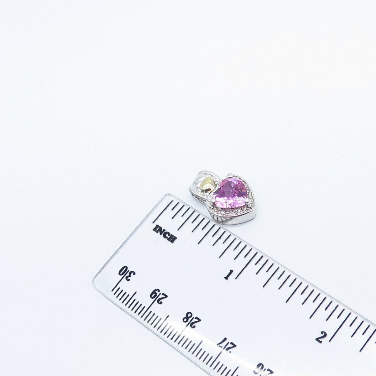 925 Sterling Silver 2-Tone Diamond Accent & Lab-Created Pink Sapphire Pendant