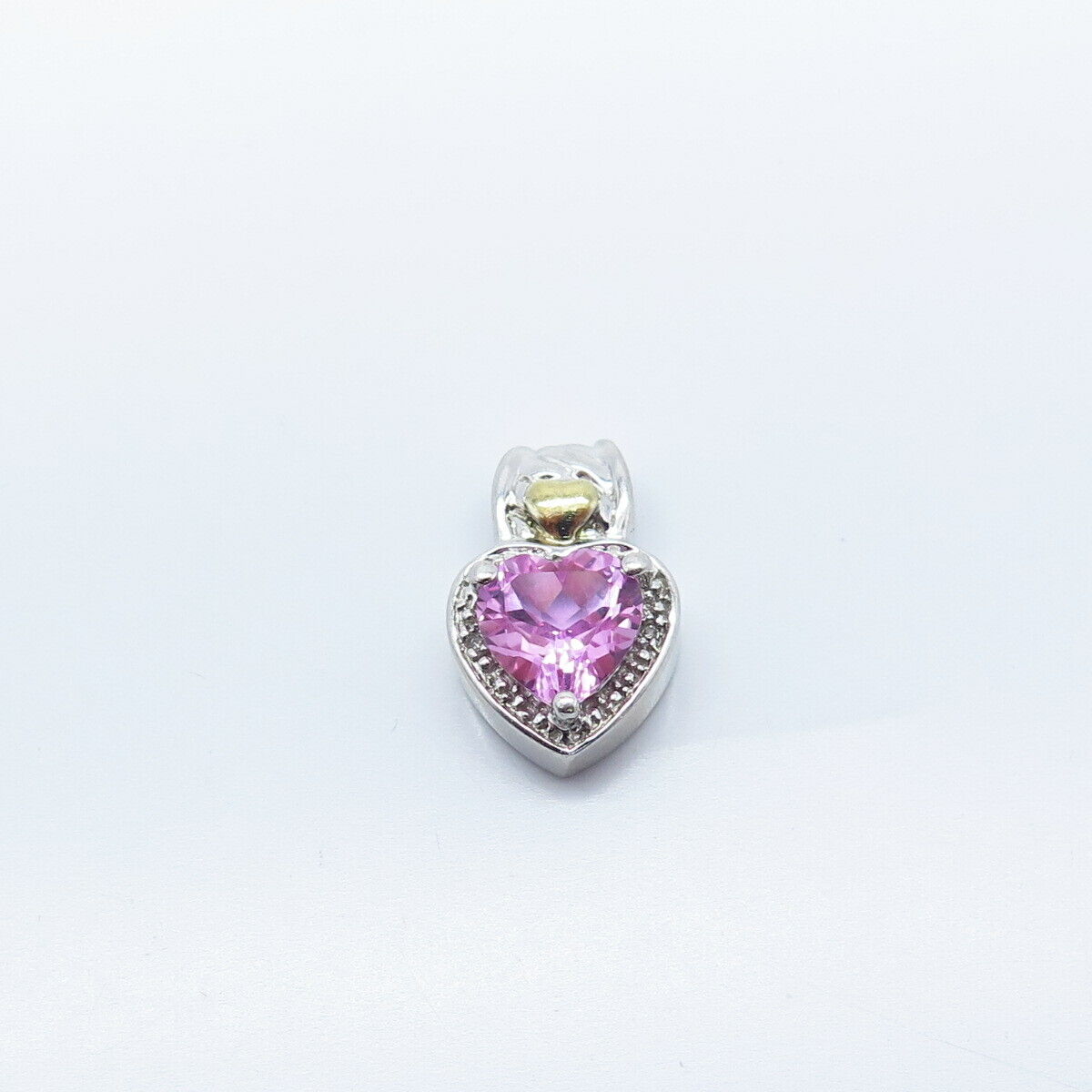 925 Sterling Silver 2-Tone Diamond Accent & Lab-Created Pink Sapphire Pendant