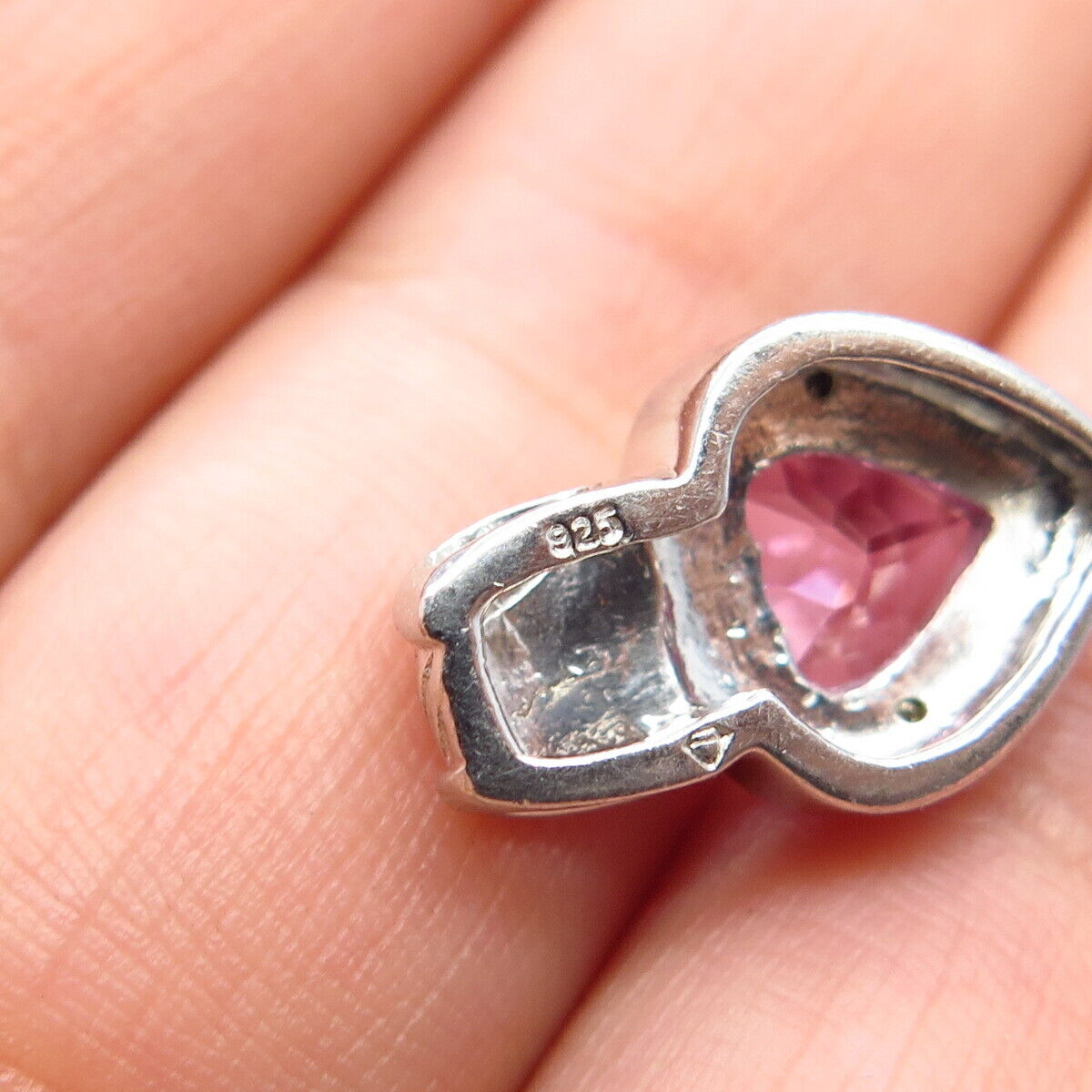 925 Sterling Silver 2-Tone Diamond Accent & Lab-Created Pink Sapphire Pendant