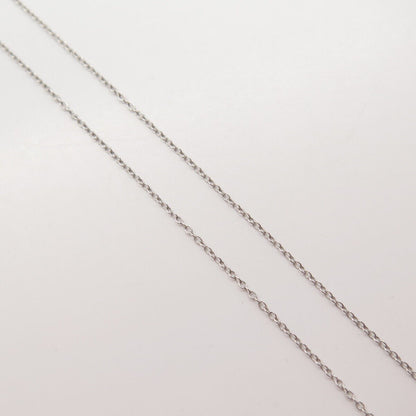 925 Sterling Silver Heng Ngai Real Diamond MOM Heart Rolo Chain Necklace 15"