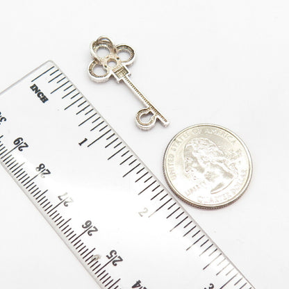925 Sterling Silver Real Diamond Key Slide Pendant