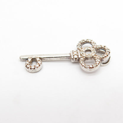 925 Sterling Silver Real Diamond Key Slide Pendant