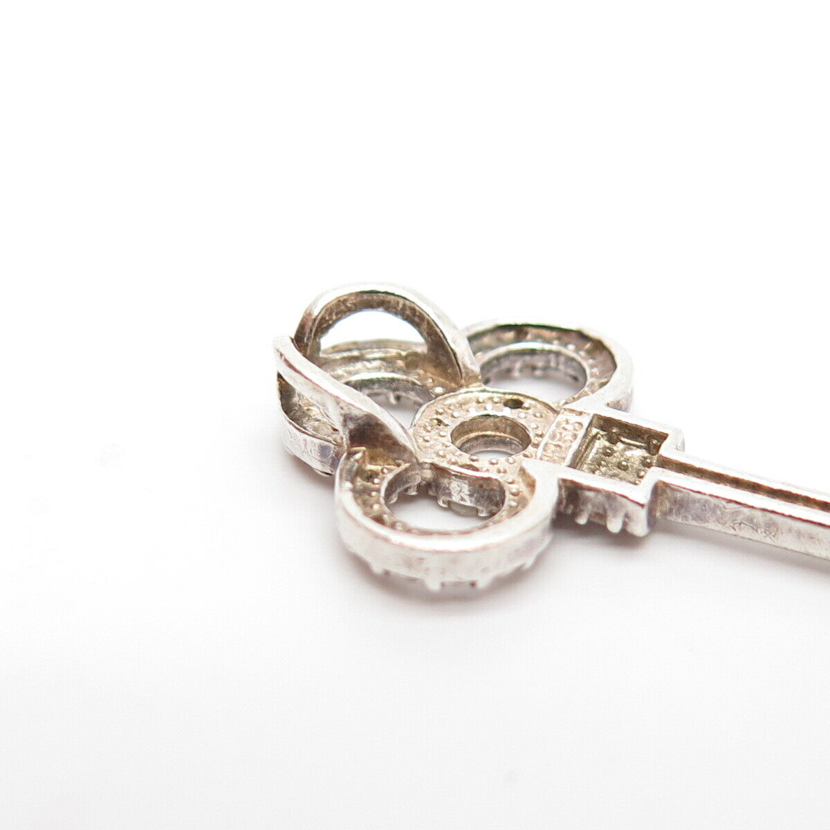 925 Sterling Silver Real Diamond Key Slide Pendant