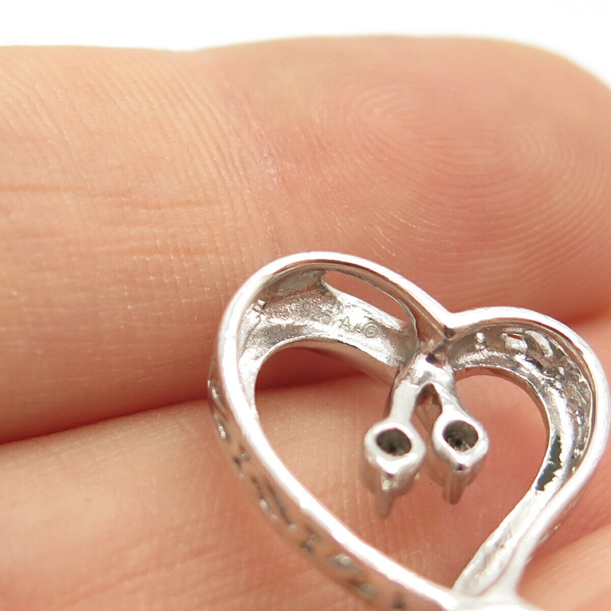 925 Sterling Silver Real Diamond Heart Slide Pendant