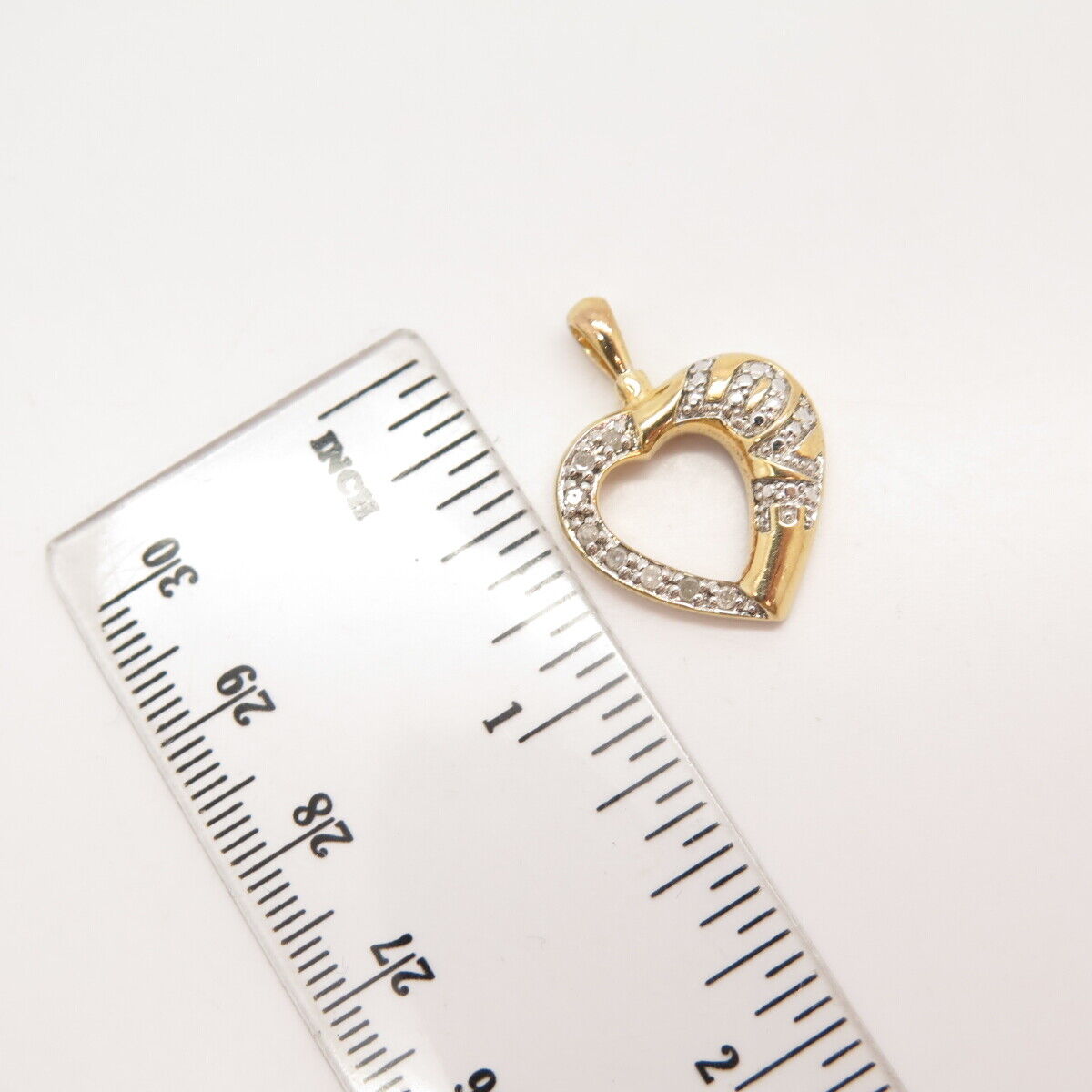 925 Sterling Silver Gold Plated Real Diamond "LOVE" Open Heart Pendant