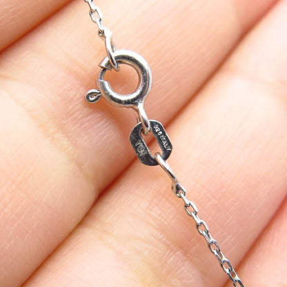 925 Sterling Silver Italy SUN Real Diamond Rolo Chain Necklace 19"