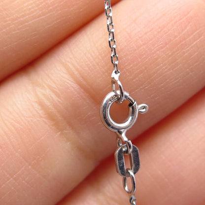 925 Sterling Silver Italy SUN Real Diamond Rolo Chain Necklace 19"