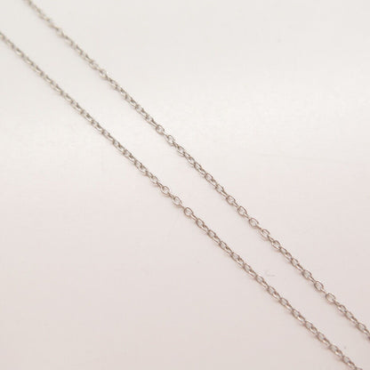 925 Sterling Silver Real Diamond Couple of Dolphin Rolo Chain Necklace 16"