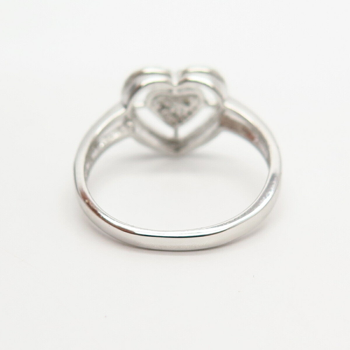 925 Sterling Silver Real Diamond Heart Design Ring