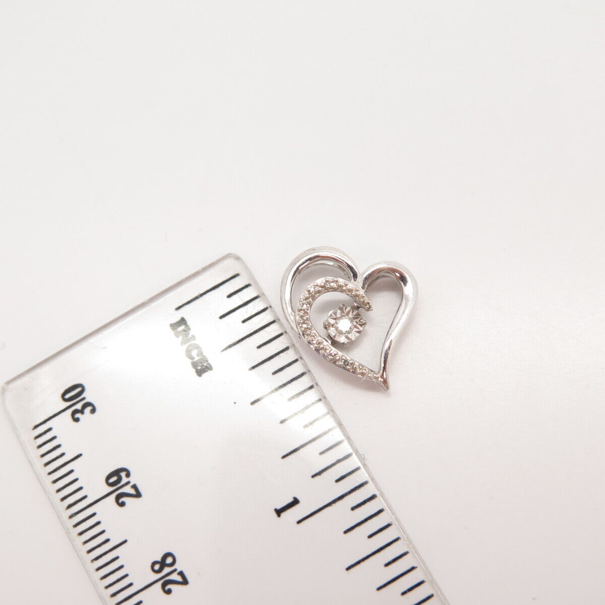 925 Sterling Silver Real Diamond Open Heart Slide Pendant