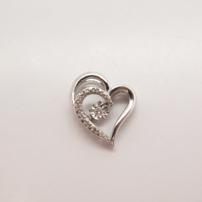 925 Sterling Silver Real Diamond Open Heart Slide Pendant