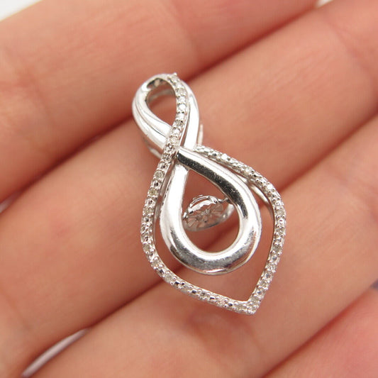 925 Sterling Silver Real Diamond Slide Pendant