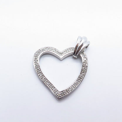 925 Sterling Silver Real Diamond Open Heart Pendant