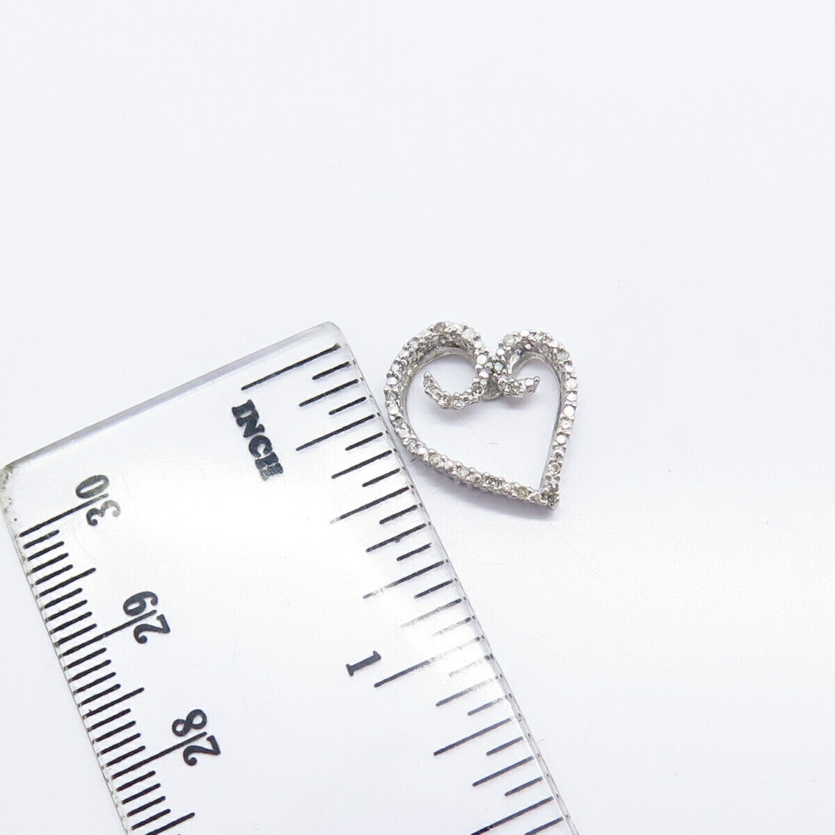 925 Sterling Silver Real Diamond Open Heart Slide Pendant