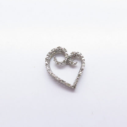 925 Sterling Silver Real Diamond Open Heart Slide Pendant