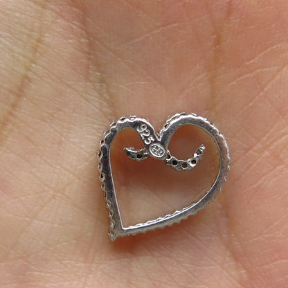 925 Sterling Silver Real Diamond Open Heart Slide Pendant