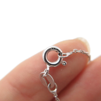 925 Sterling Silver Italy BSI Real Diamond Double Heart Rolo Chain Necklace 18"