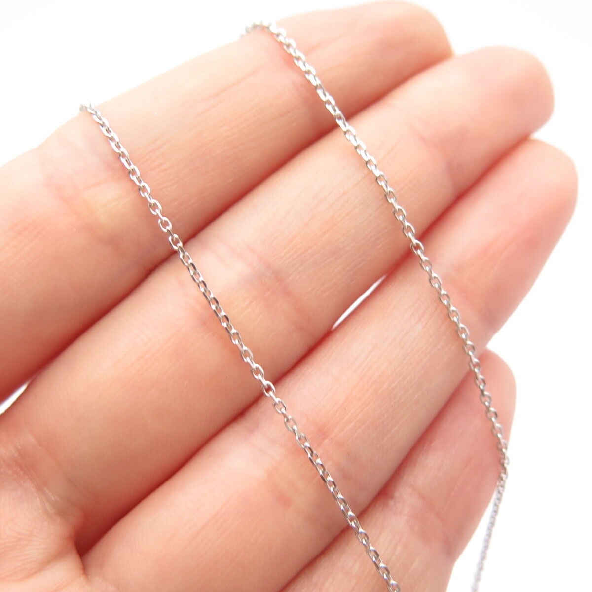 925 Sterling Silver Italy BSI Real Diamond Infinity Rolo Chain Necklace 18"