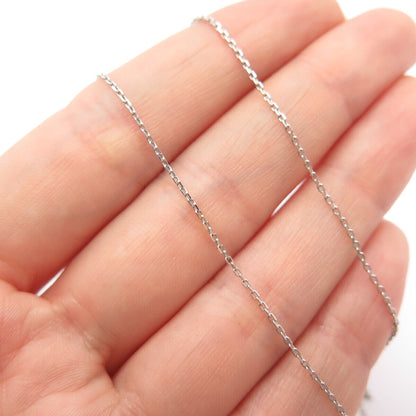 925 Sterling Silver Italy Real Diamond Double Circle Rolo Chain Necklace 18"