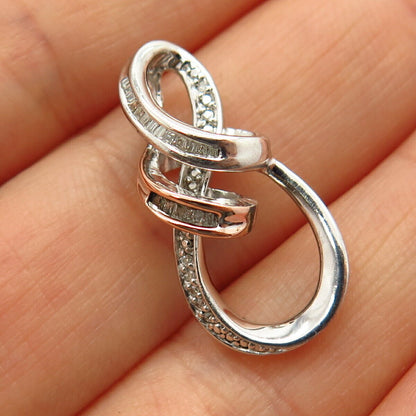 925 Sterling Silver / 14K Real Diamond Infinity Slide Pendant