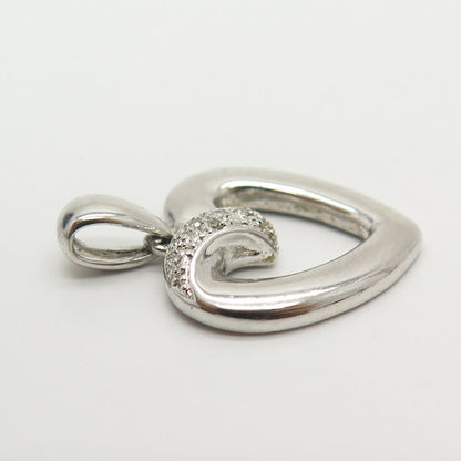 925 Sterling Silver Real Diamond Open Heart Pendant