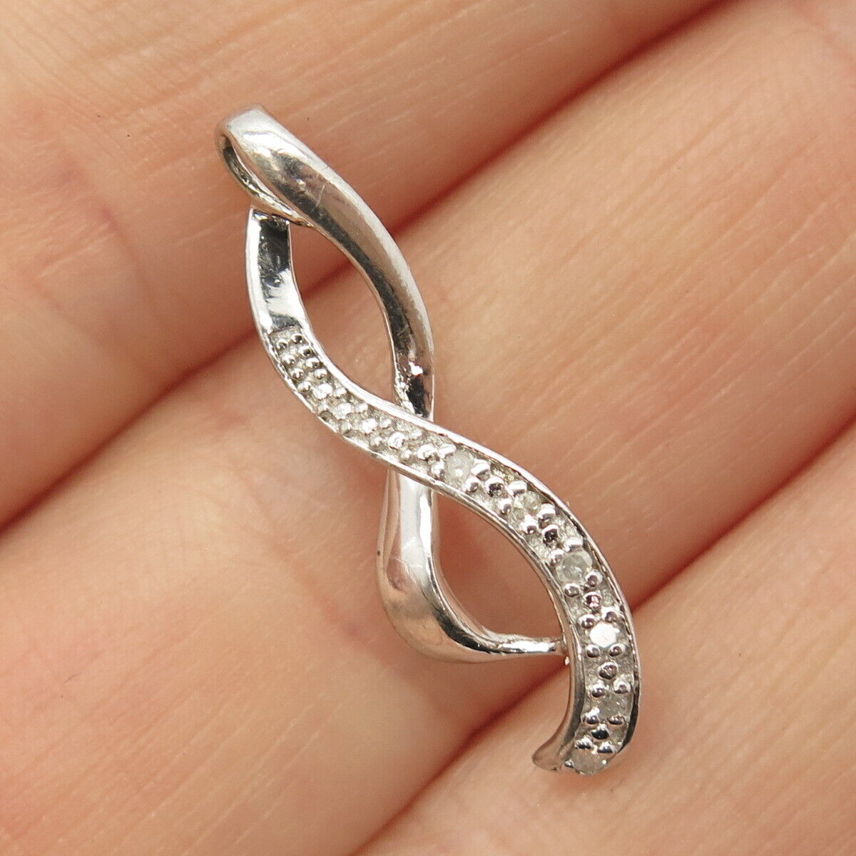 925 Sterling Silver Real Diamond Infinity Slide Pendant