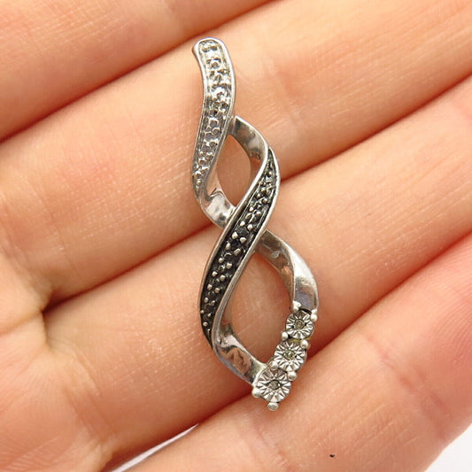 925 Sterling Silver Real Diamond Infinity Design Slide Pendant