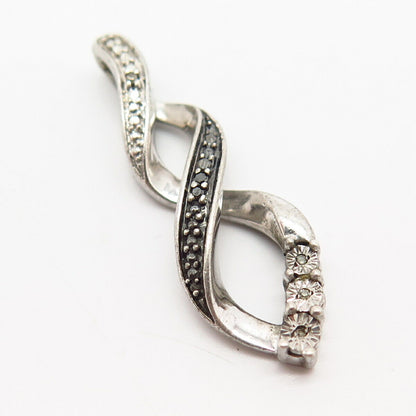 925 Sterling Silver Real Diamond Infinity Design Slide Pendant