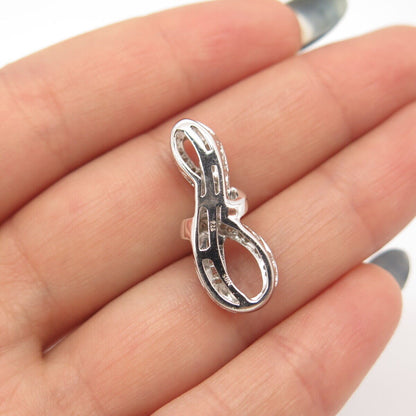 925 Sterling Silver SUN Real Faint Yellow Diamond Wrapped Infinity Slide Pendant