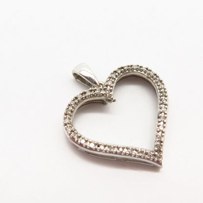 925 Sterling Silver Real Diamond Open Heart Design Pendant