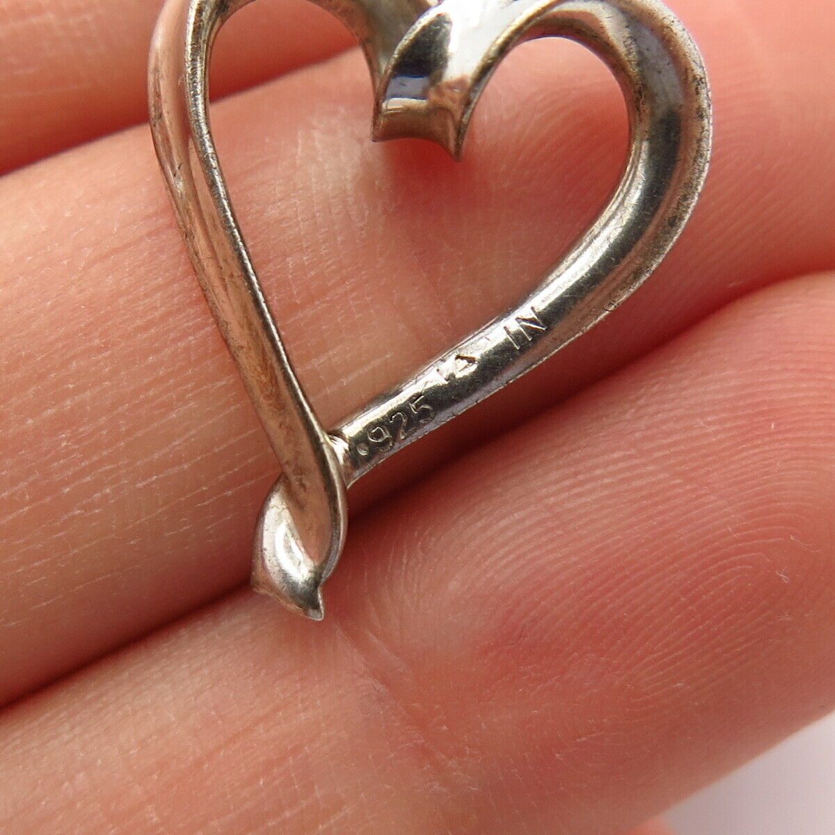 925 Sterling Silver Real Diamond Open Heart Design Slide Pendant