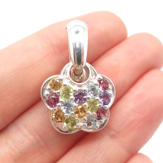 925 Sterling Silver Real Blue Topaz Amethyst Citrine Peridot Gemstone Pendant