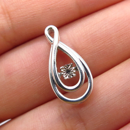 925 Sterling Silver Real White Diamond Slide Pendant