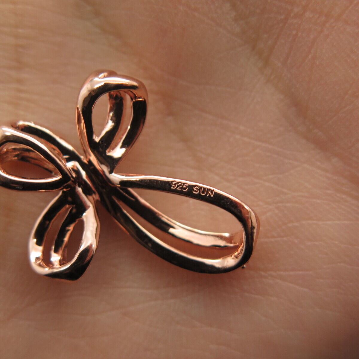 925 Sterling Silver Rose Gold Plated SUN Real White Diamond Cross Slide Pendant