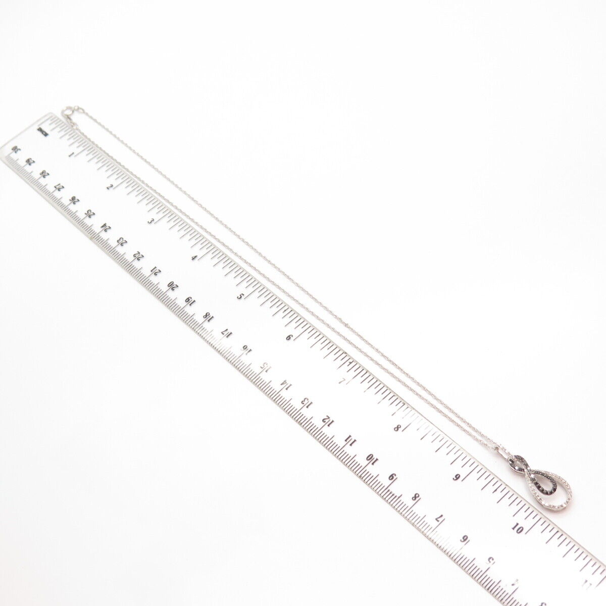 925 Sterling Silver N/C White & Black Diamond Prince-of-Wales Chain Necklace 21"