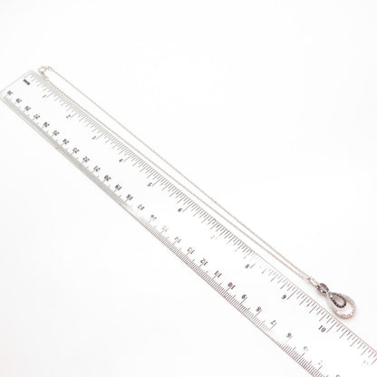 925 Sterling Silver N/C White & Black Diamond Prince-of-Wales Chain Necklace 21"