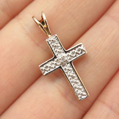 925 Sterling Silver 2-Tone Ross Simons Real Diamond Accent Cross Slide Pendant