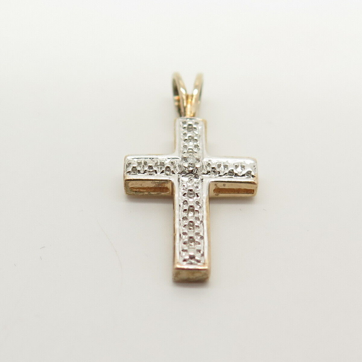 925 Sterling Silver 2-Tone Ross Simons Real Diamond Accent Cross Slide Pendant