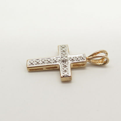 925 Sterling Silver 2-Tone Ross Simons Real Diamond Accent Cross Slide Pendant