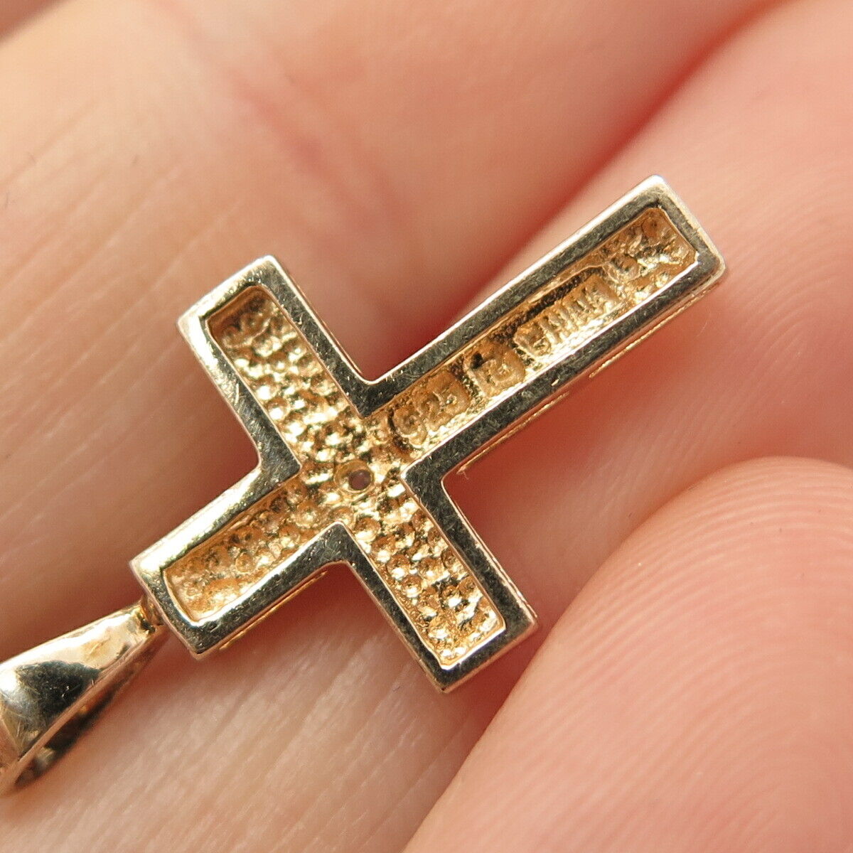 925 Sterling Silver 2-Tone Ross Simons Real Diamond Accent Cross Slide Pendant