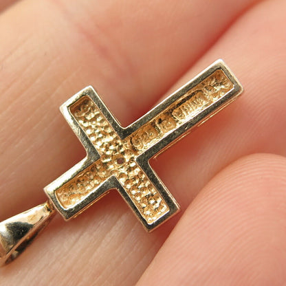 925 Sterling Silver 2-Tone Ross Simons Real Diamond Accent Cross Slide Pendant