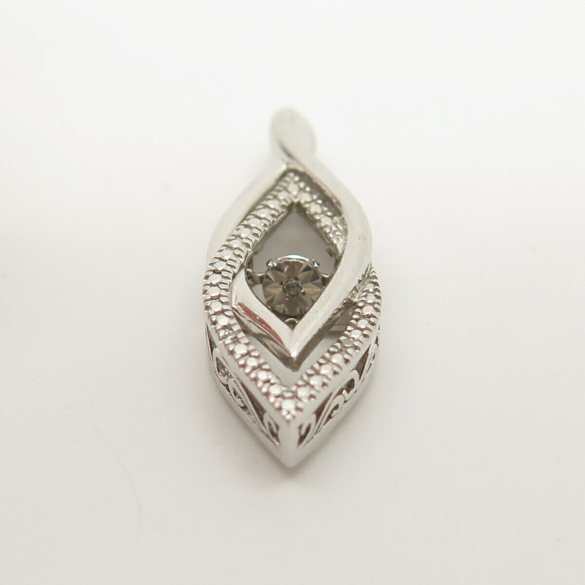 925 Sterling Silver Real Diamond Crossover / Infinity Slide Pendant